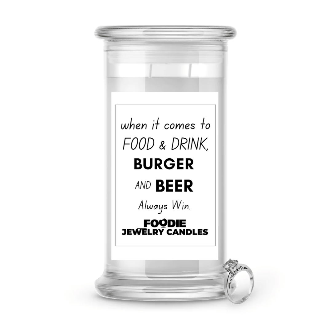 When it comes to Food & Drink, Burger and Beer always win | Foodie Jewelry Candles