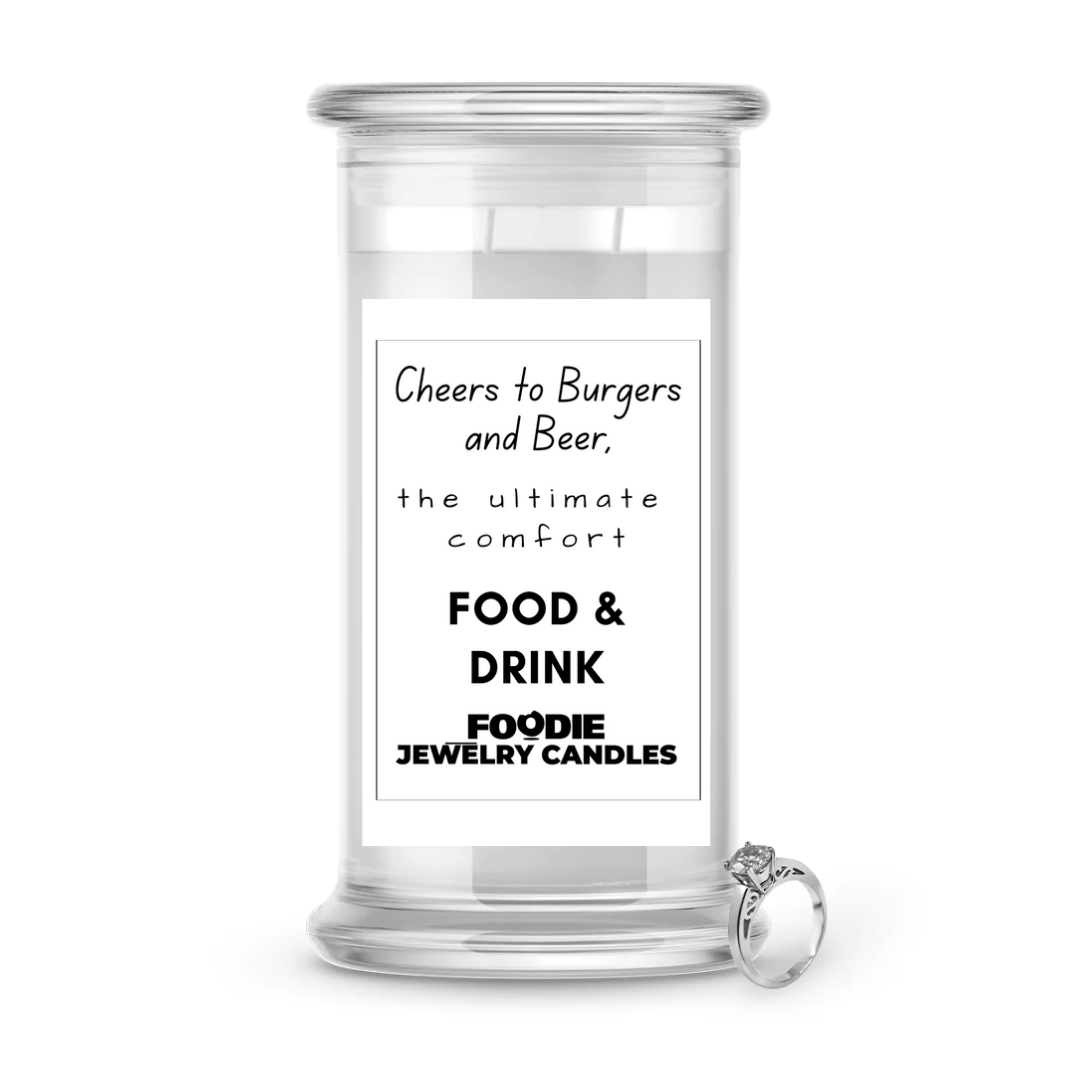 Cheers to Burgers and Beer, the ultimate comfort Food & Drink | Foodie Jewelry Candles