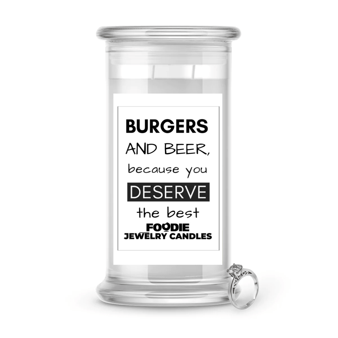 Burgers and Beer, because You Deserve the Best | Foodie Jewelry Candles