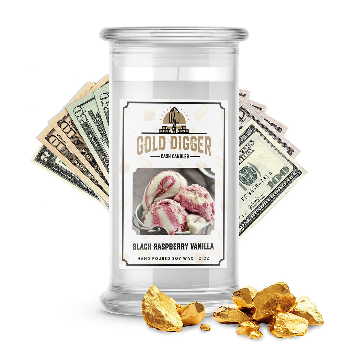 Black Raspberry Vanilla Gold Digger Cash Candle
