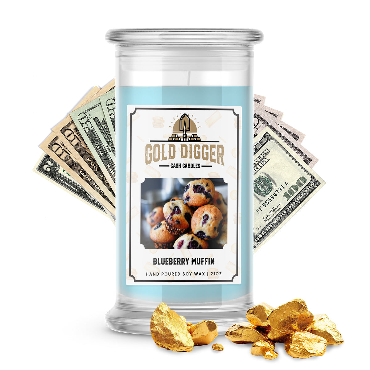 Blueberry Muffin Gold Digger Cash Candle