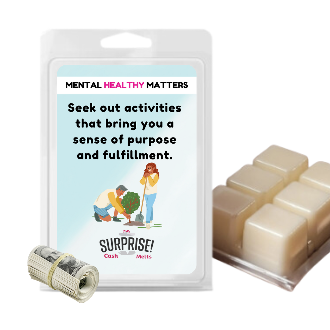 SEEK OUT ACTIVITIES THAT BRING YOU A SENSE OF PURPOSE AND FULFILLMENT | MENTAL HEALTH CASH WAX MELTS