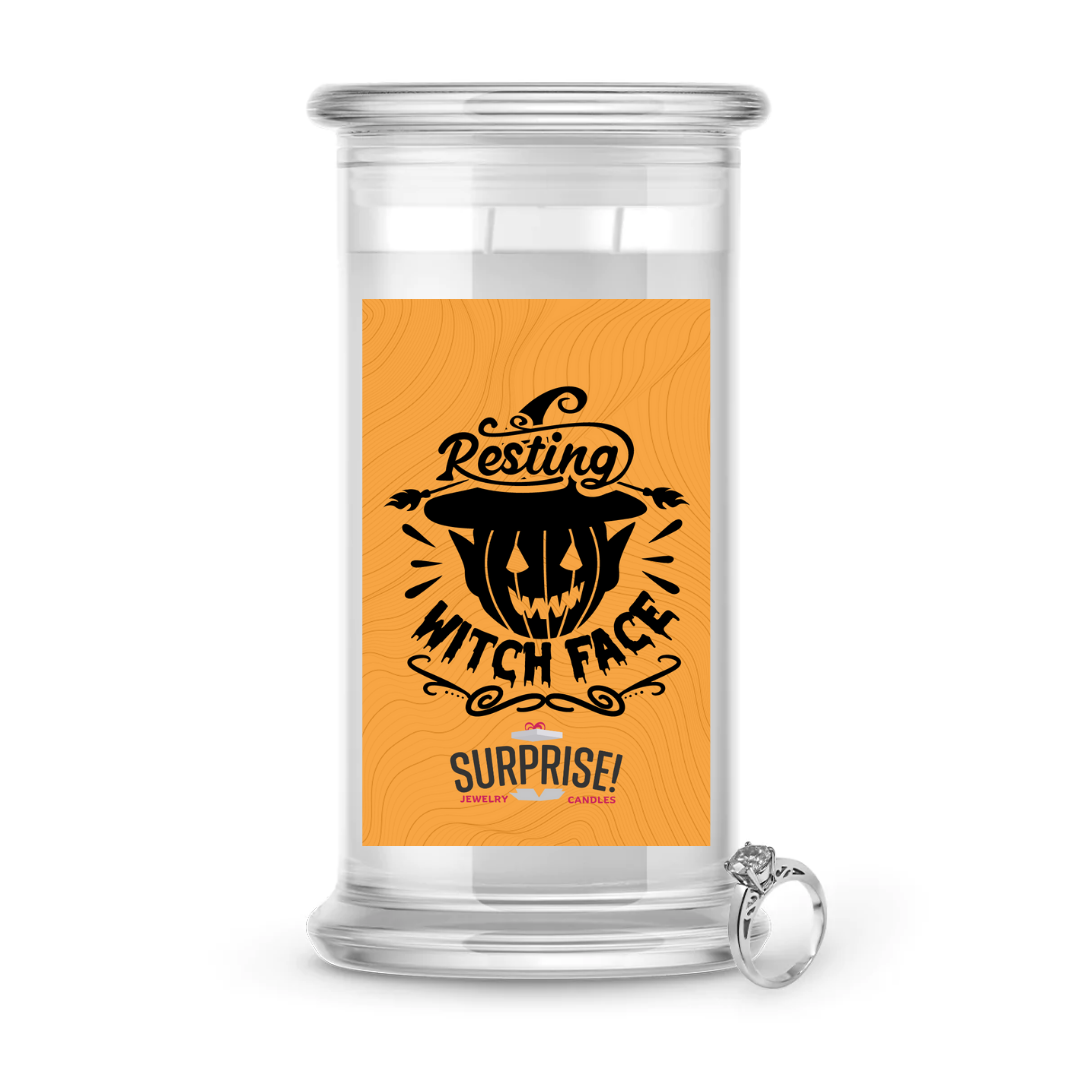 RESTING WITCH FACE HALLOWEEN JEWELRY CANDLE