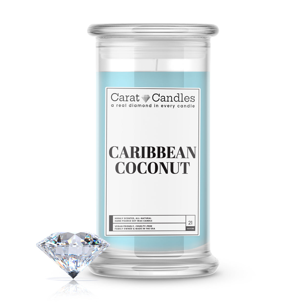 Caribbean Coconut Diamond Carat Candle – 21 oz Luxury Diamond Candle