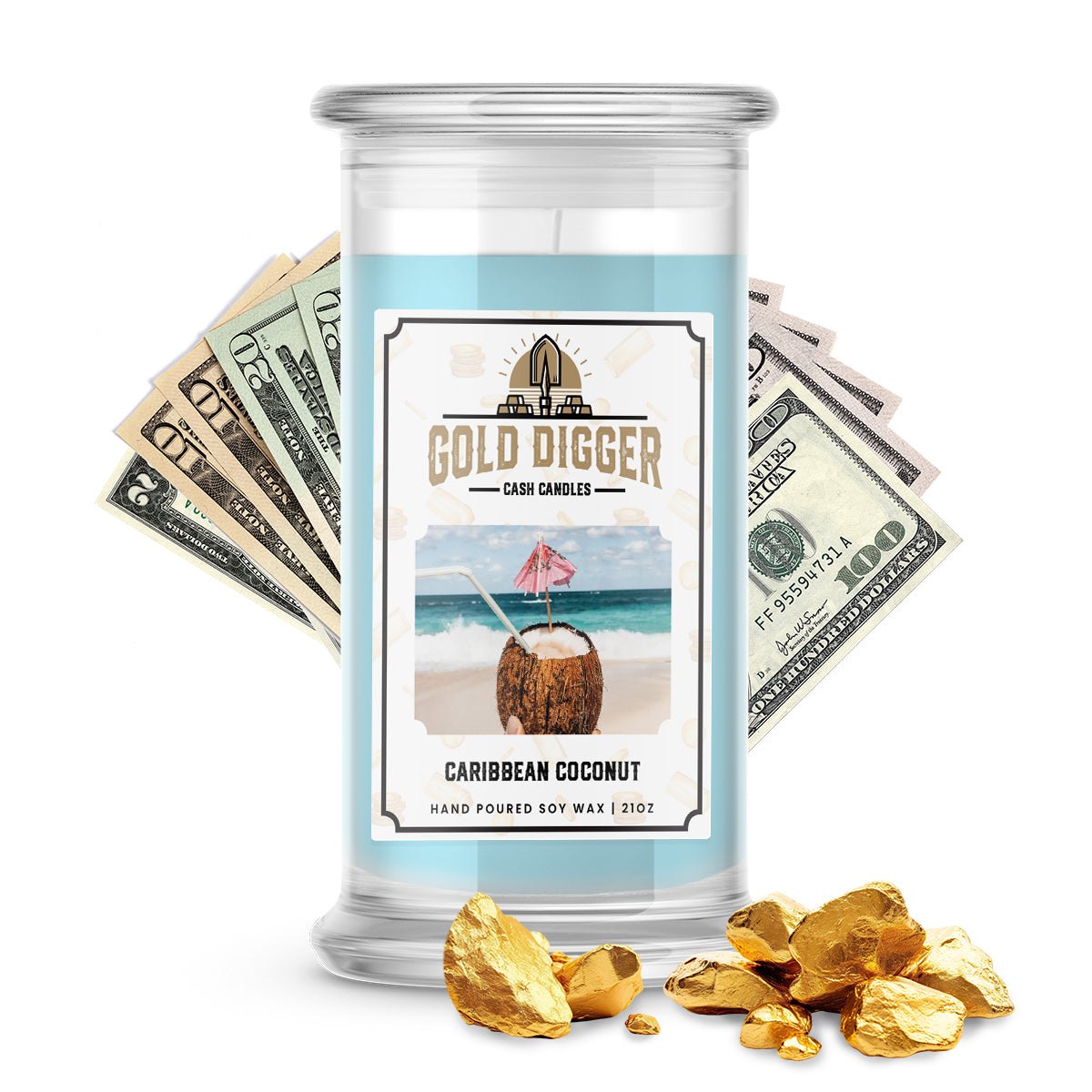 Carribean Coconut Gold Digger Cash Candle