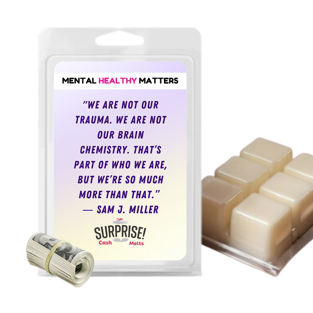 WE ARE NOT OUR TRAUMA. WE ARE NOT OUR BRAIN CHEMISTRY. THAT'S PART OF WHO WE ARE, BUT WE'RE SO MUCH MORE THAN THAT - SAM J MILLER | MENTAL HEALTH CASH WAX MELTS