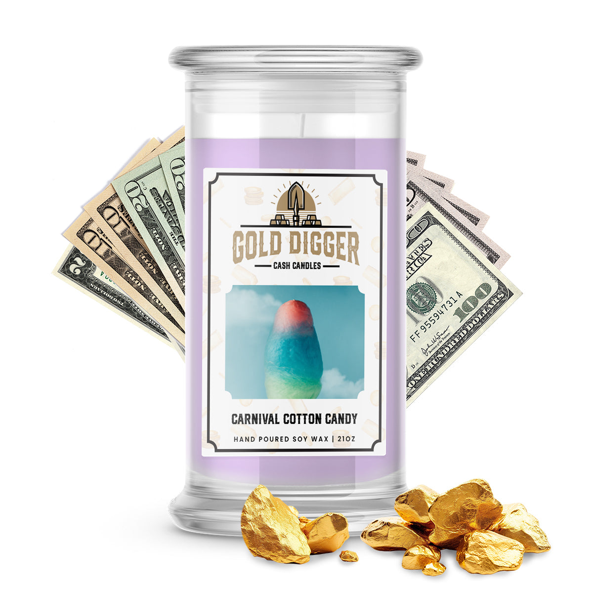 Carnival Cotton Candy Gold Digger Cash Candle