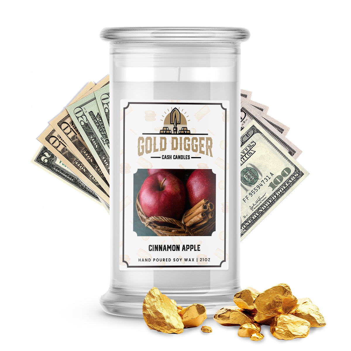 Cinnamon Apple Gold Digger Cash Candle