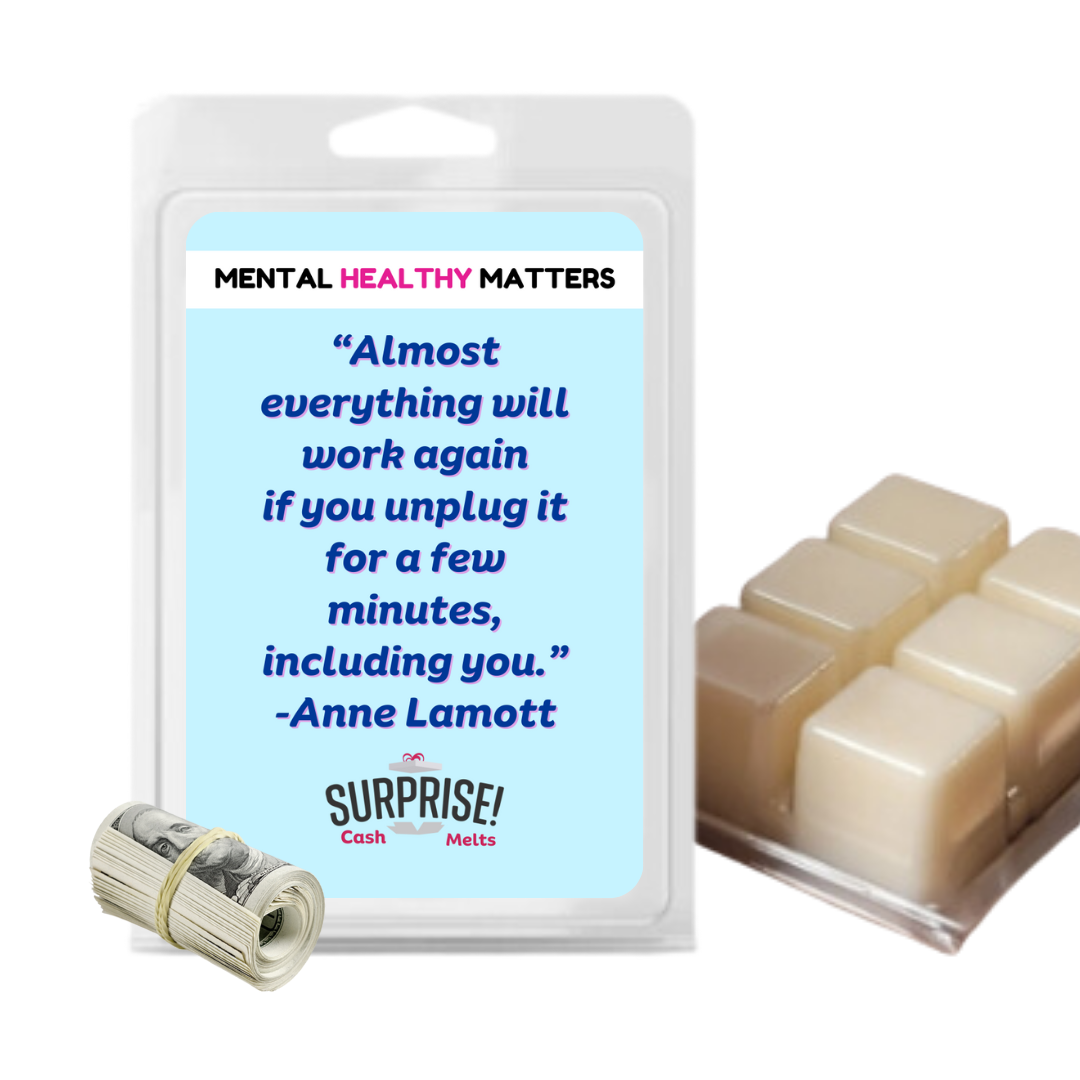 ALMOST EVERYTHING WILL WORK AGAIN IF YOU UNPLUG IT FOR A FEW MINITUS, INCLUDING YOU. | MENTAL HEALTH CASH WAX MELTS