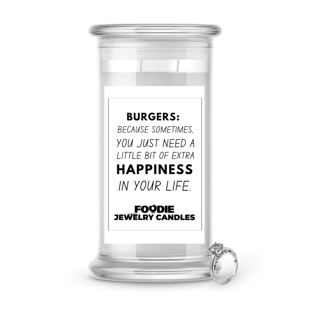 Burgers: because sometimes, you just need a little bit of extra happiness in your life | Foodie Jewelry Candles
