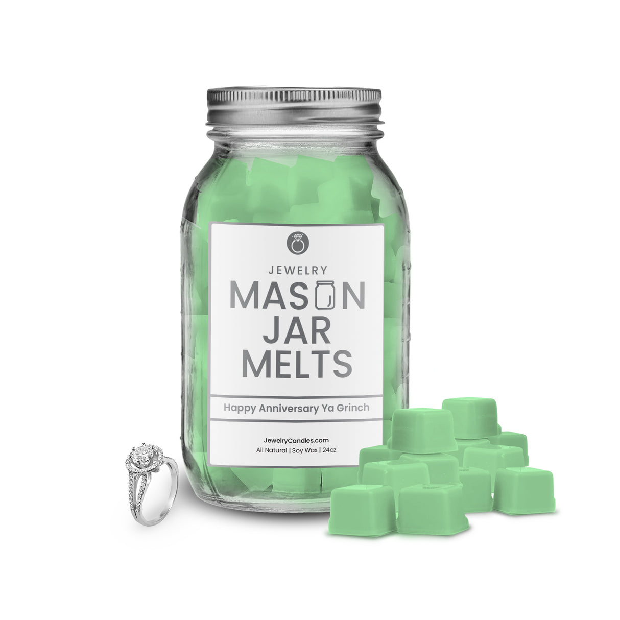 Happy Anniversary ya grinch | Mason Jar Jewelry Wax Melts