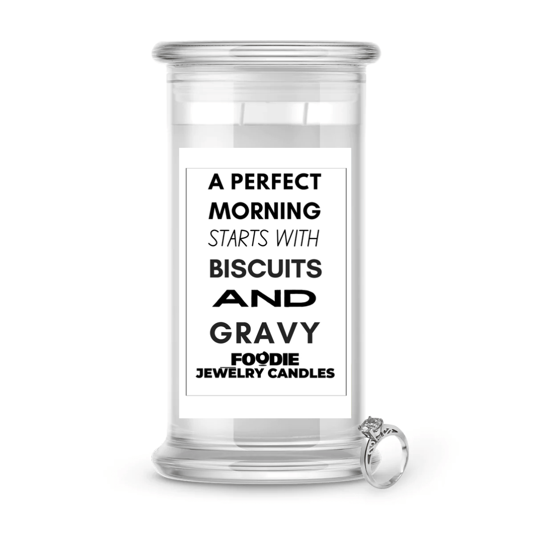 A perfect morning start with biscuit and gravy | Foodie Jewelry Candles