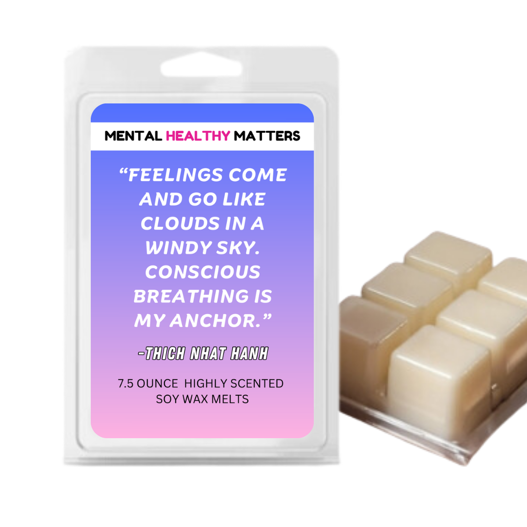 FEELINGS COME AND GO LIKE CLOUDS IN A WINDY SKY. CONSCIOUS BRAATHING IS MY ANCHOR. | MENTAL HEALTH WAX MELTS