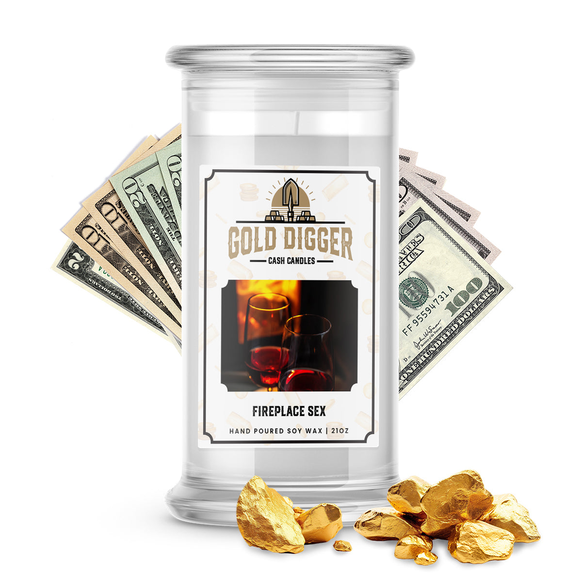 Fireplace Sex Gold Digger Cash Candle