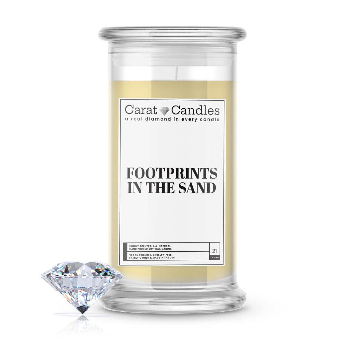 Footprints in the Sand Diamond Carat Candle – 21 oz Luxury Diamond Candle