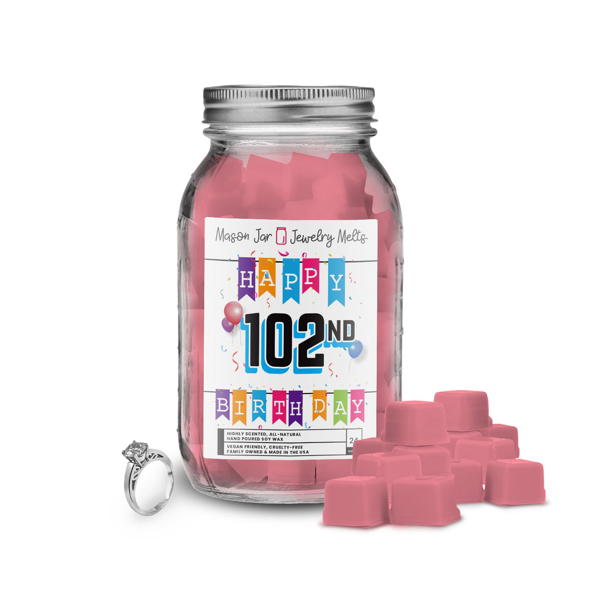 Happy 102nd Birthday Mason Jar Jewelry Melts