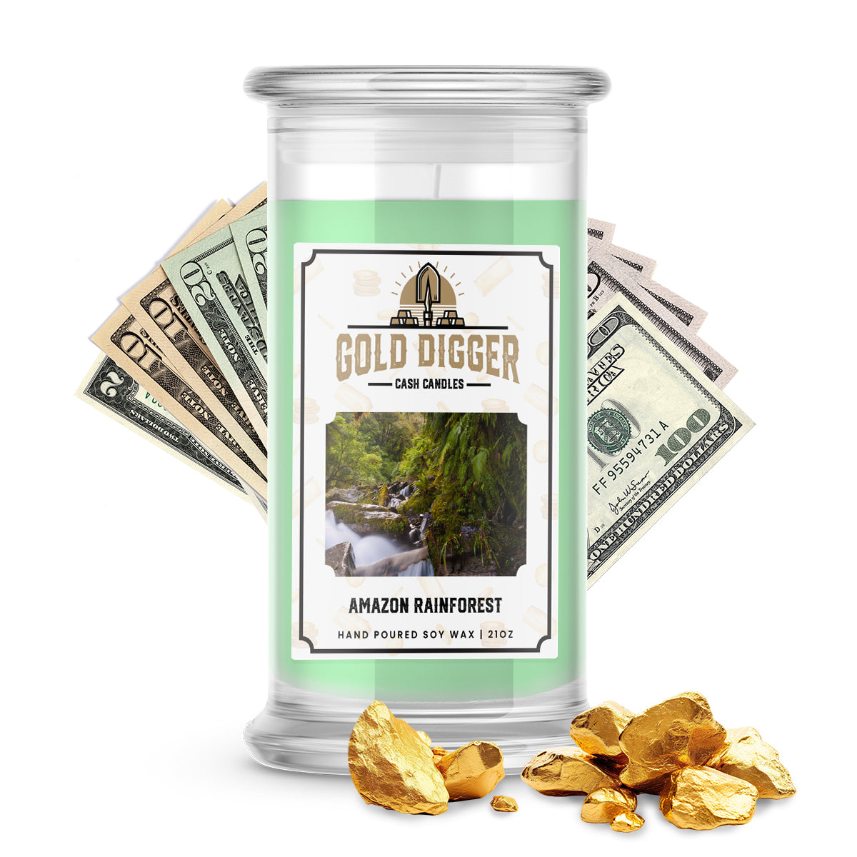 Amazon Rainforest Gold Digger Cash Candle
