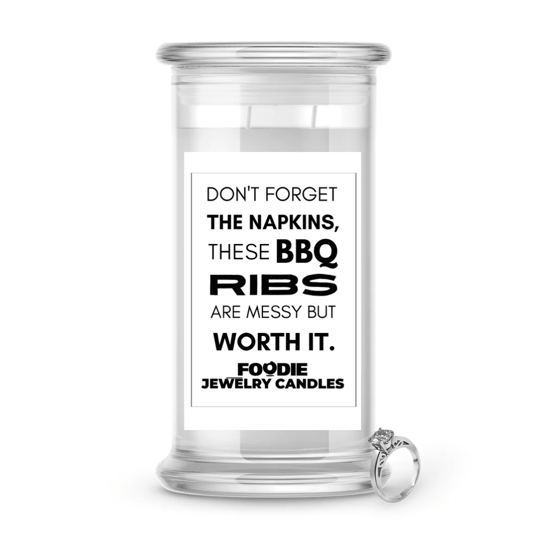Don't forget the napkins, these BBQ ribs are messy but worth it | Foodie Jewelry Candles