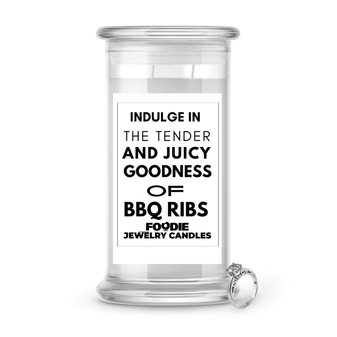 Indulge in the tender and juicy goodness of BBQ ribs | Foodie Jewelry Candles