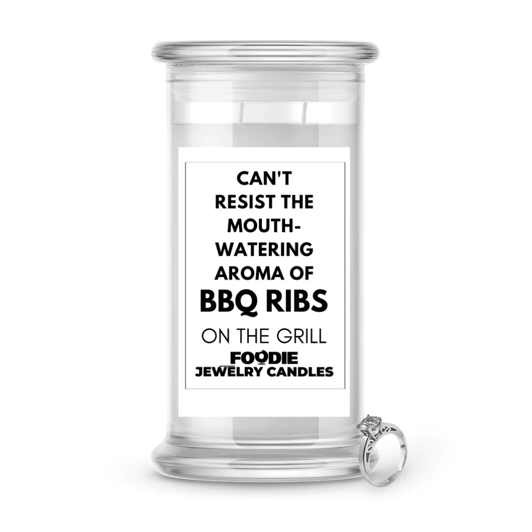 Can't resist the mouthwatering aroma of BBQ ribs on the grill | Foodie Jewelry Candles