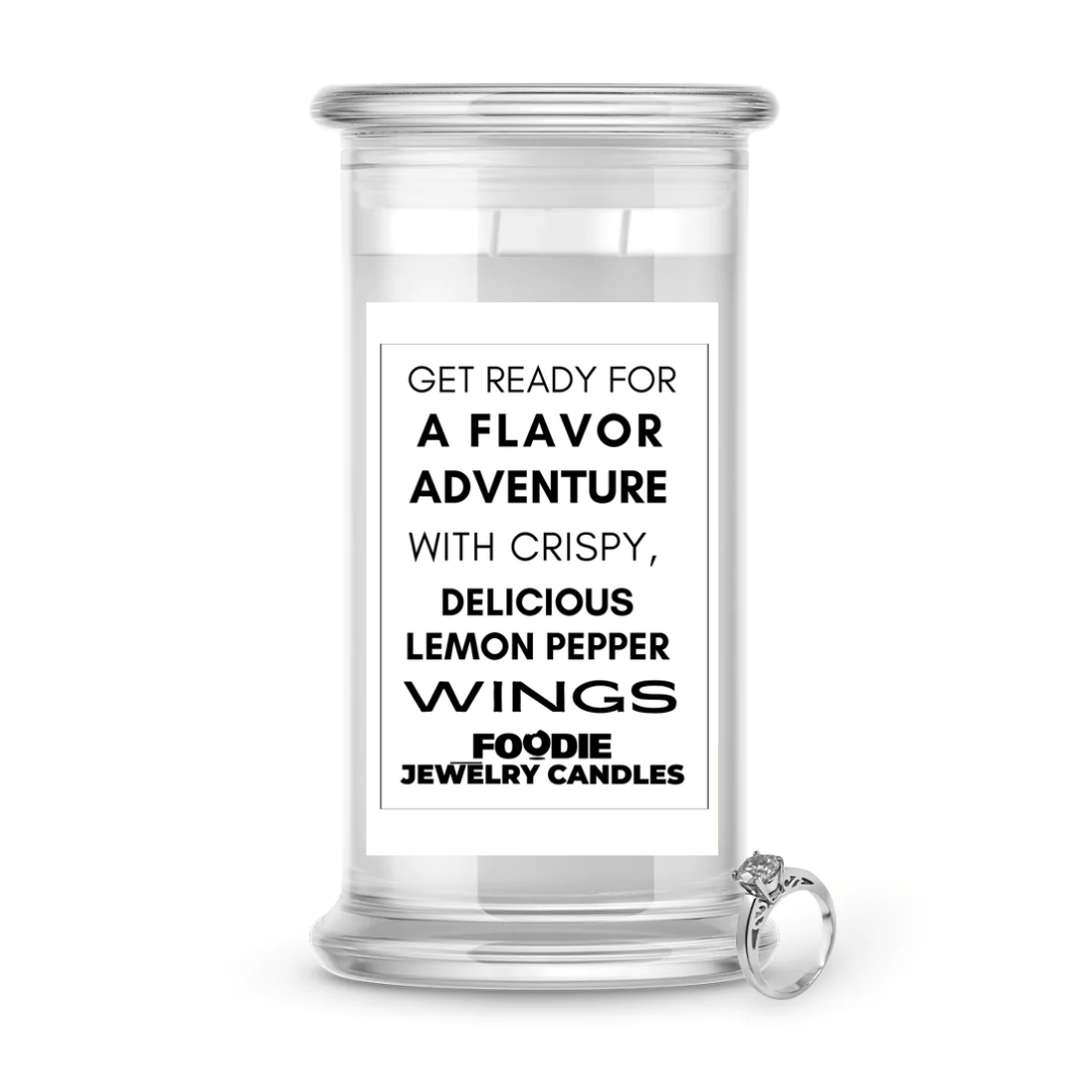 Get ready for a flavor adventure with crispy, delicious lemon pepper wings | Foodie Jewelry Candles