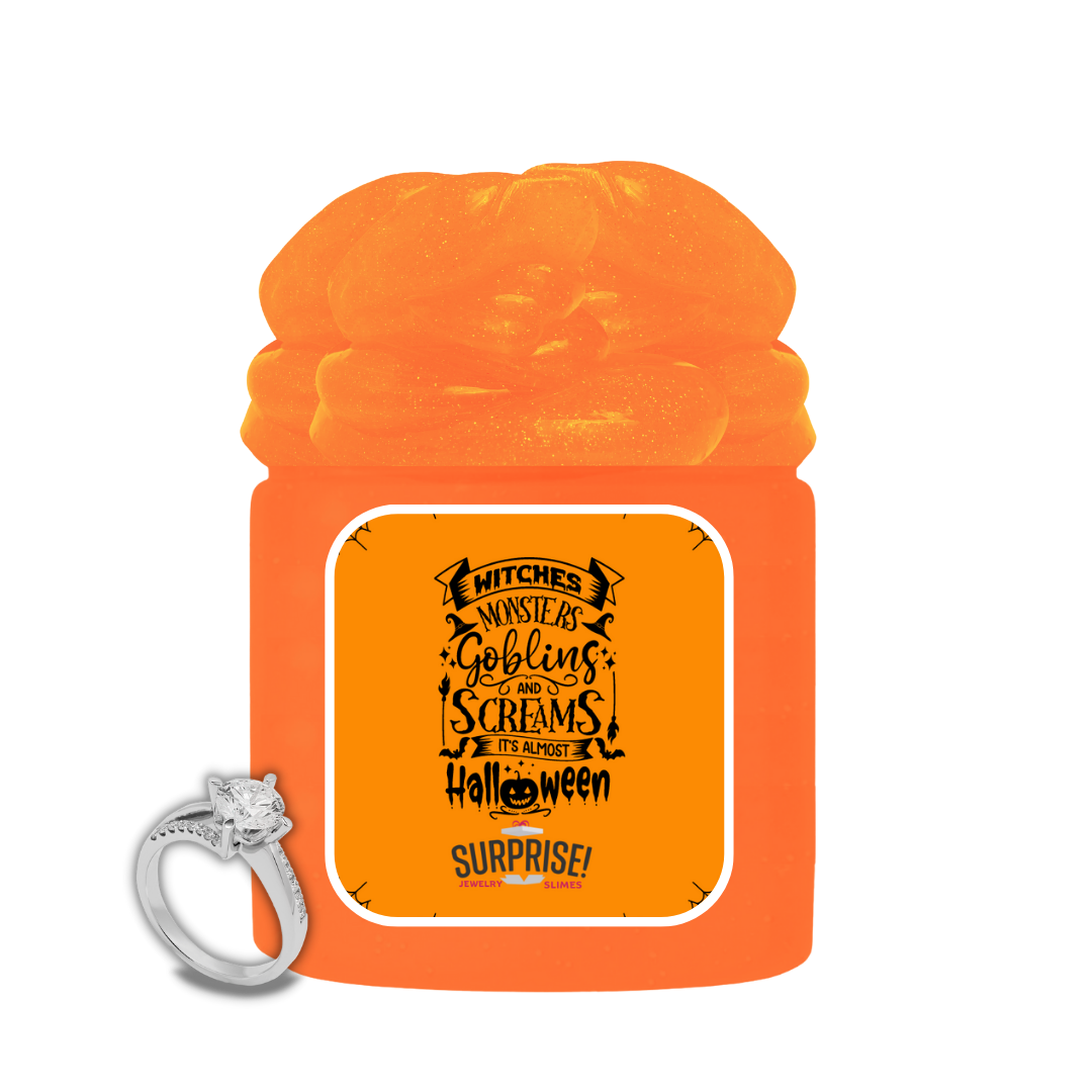 WITCHES MONSTERS GOBLINS AND SCREAMS IT'S ALMOST HALLOWEEN HALLOWEEN JEWELRY SLIME