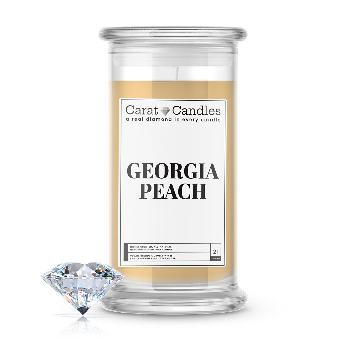 Georgia Peach Diamond Carat Candle – 21 oz Luxury Diamond Candle