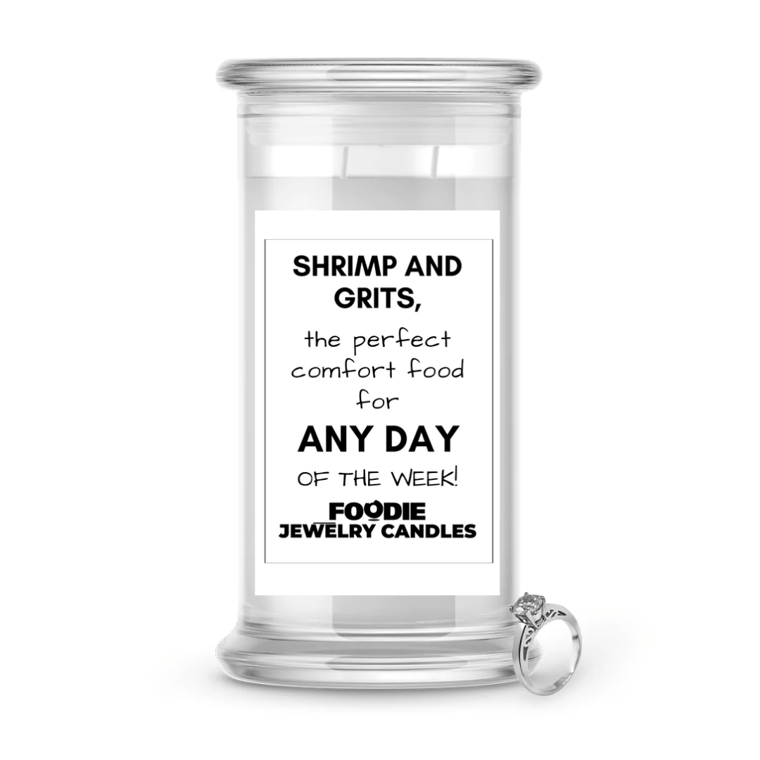 Shrimp & grits, the perfect comfort food for any day of the week | Foodie Jewelry Candles