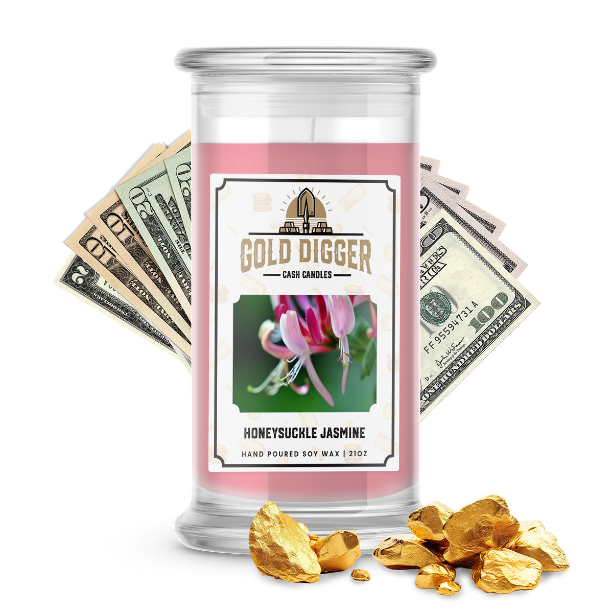 Honeysuckle Jasmine Gold Digger Cash Candle
