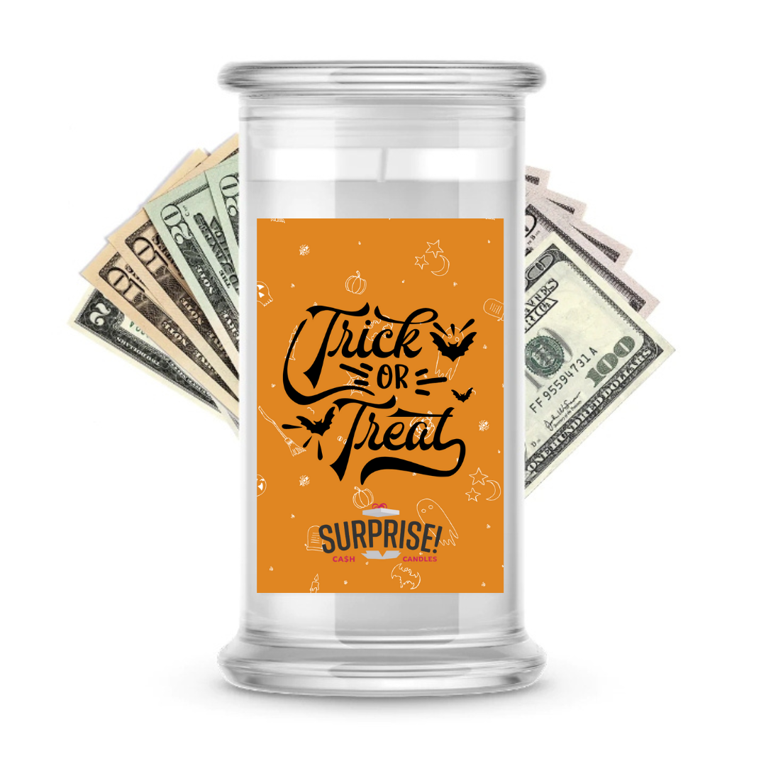 TRICK OR TREAT HALLOWEEN CASH CANDLE