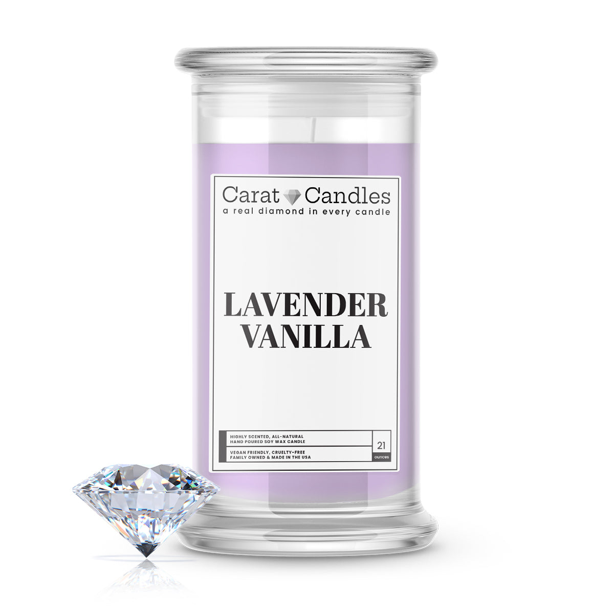 Lavender Vanilla Diamond Carat Candle – 21 oz Luxury Diamond Candle