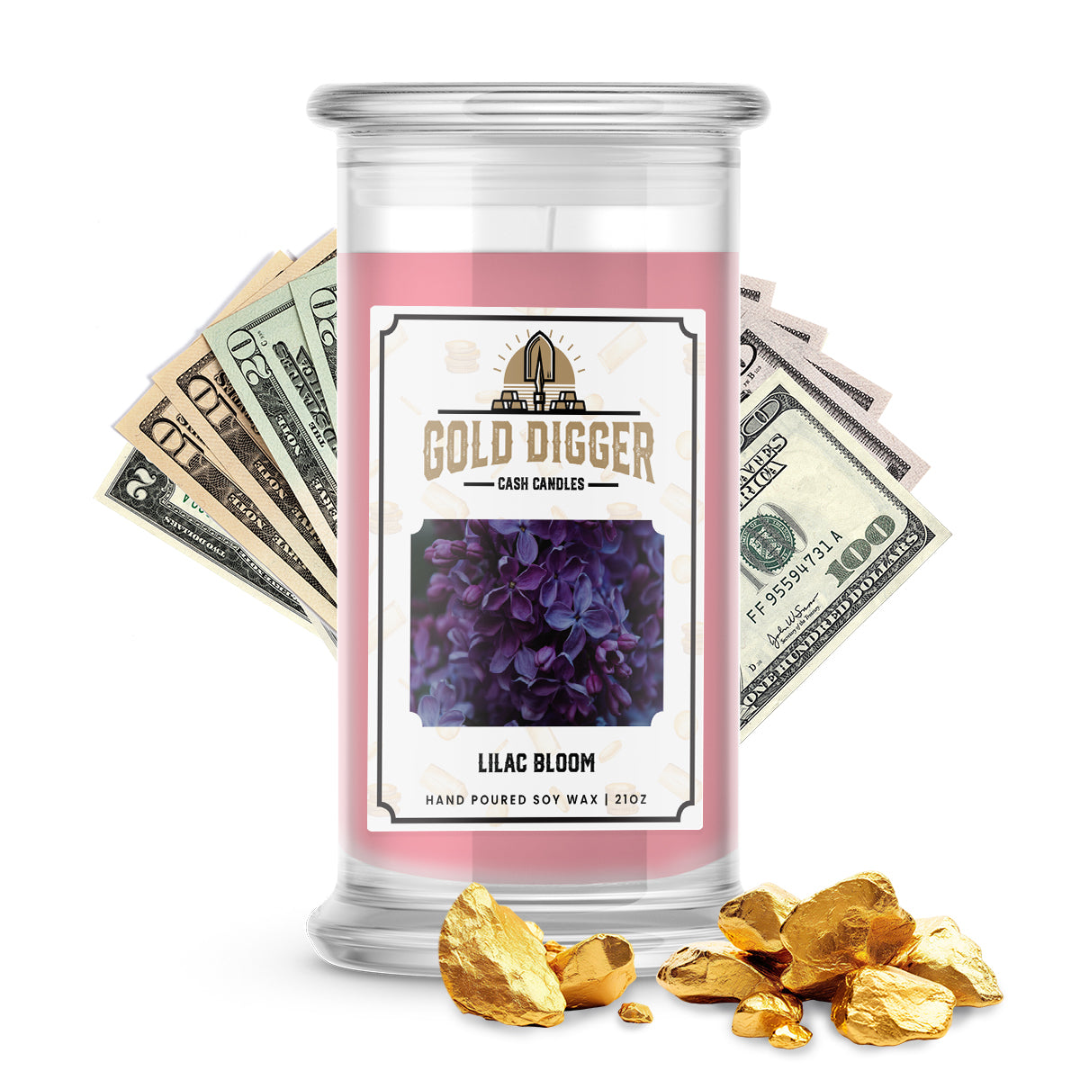 Lilac Bloom Gold Digger Cash Candle