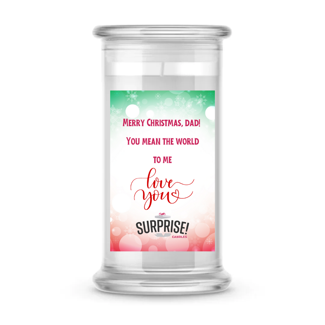 MERRY CHRISTMAS, DAD! YOU MEAN THE WORLD TO ME LOVE YOU MERRY CHRISTMAS CANDLE