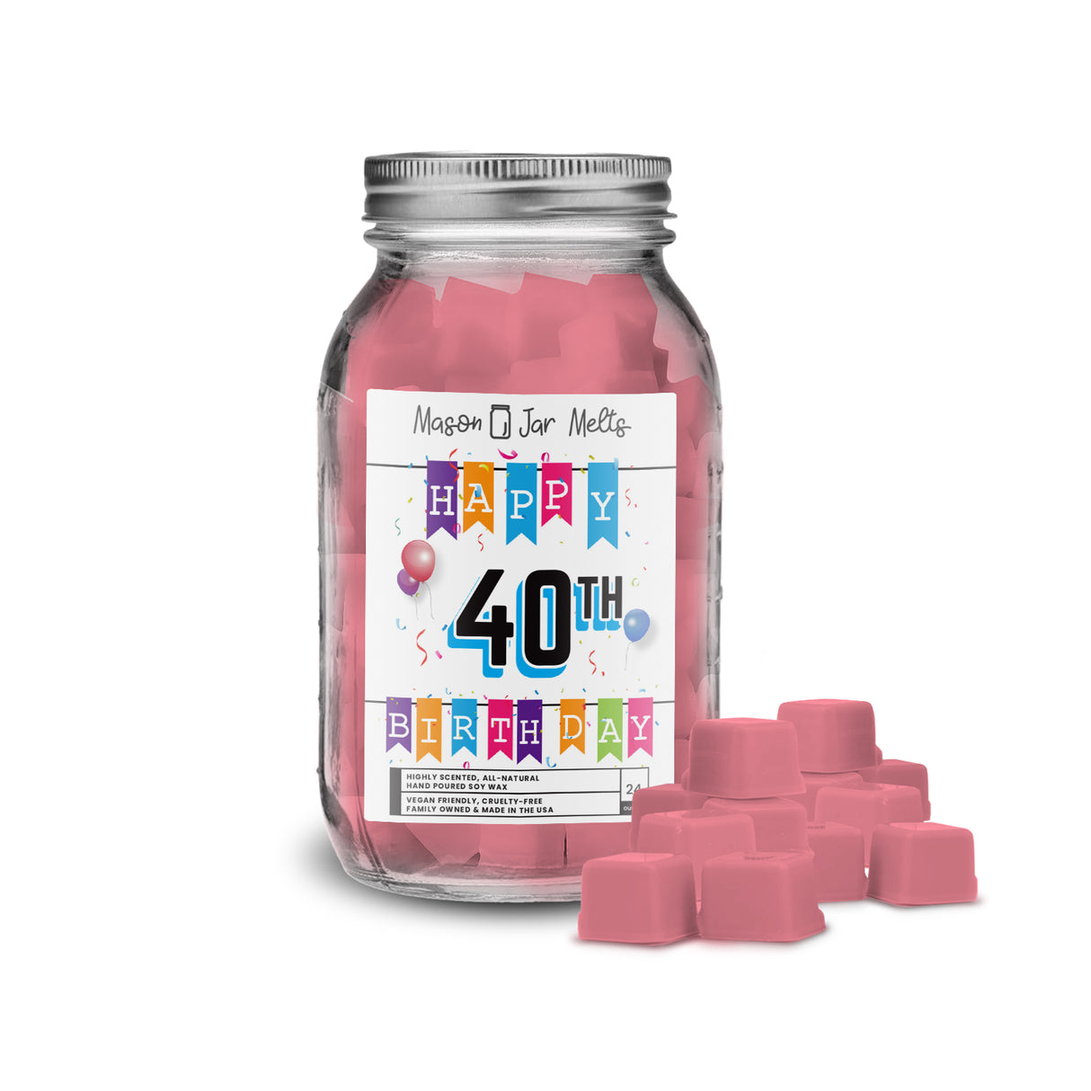 Happy 40th Birthday Mason Jar Melts