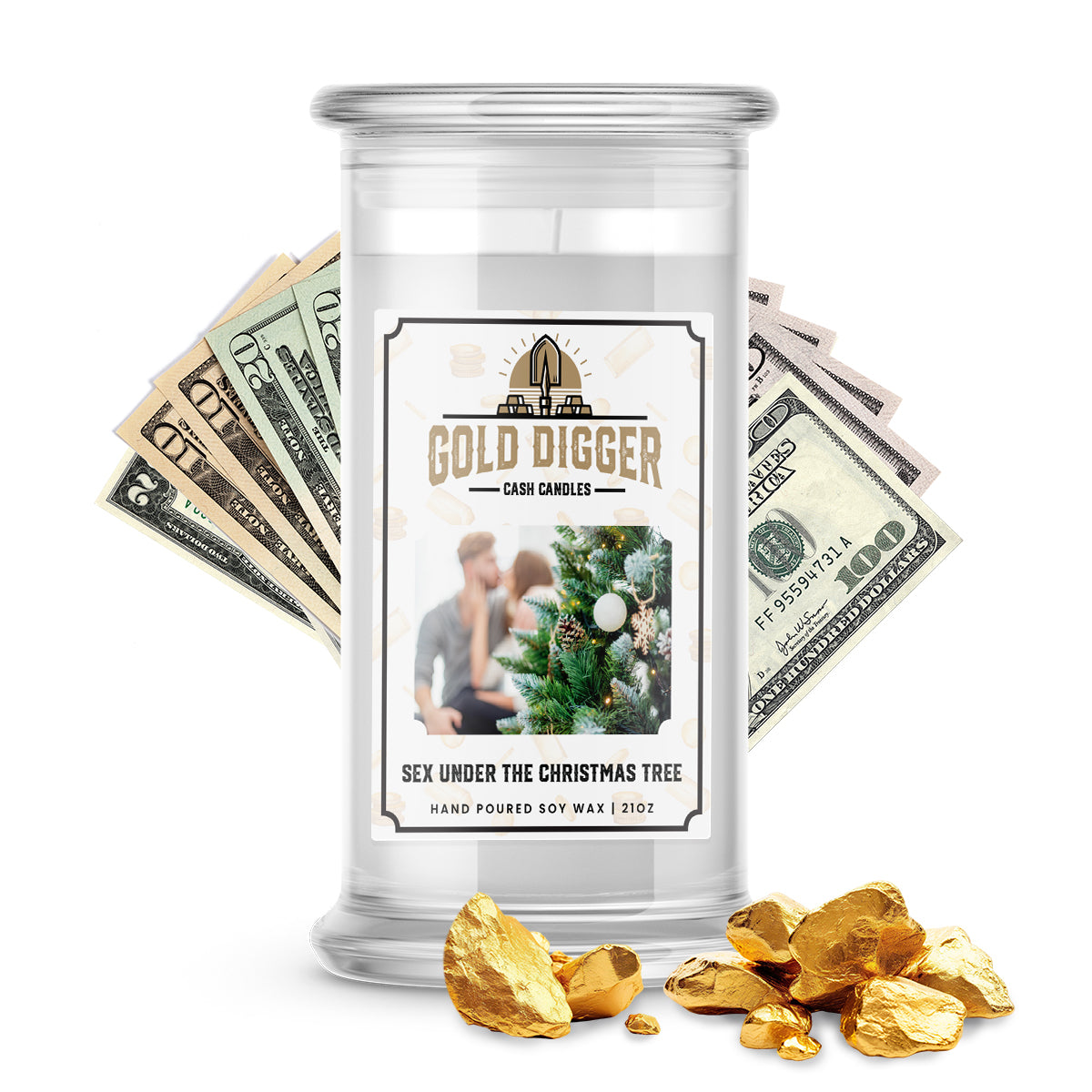 Sex Under The Christmas Tree Gold Digger Cash Candle