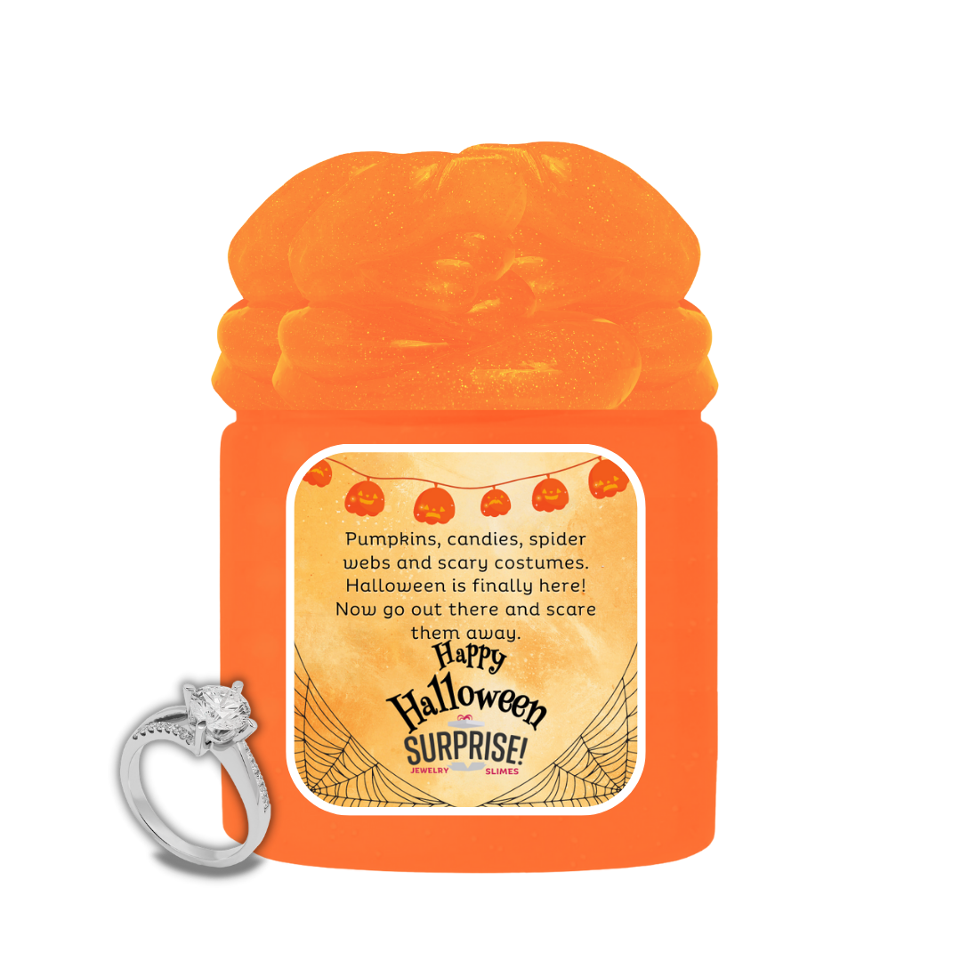 PUMPKINS, CANDIES, SOIDER, WEBS AND SCARY COSTUMES. HALLOWEEN IS FINALLY HERE! NOW GO OUT THERE AND SCARE THEM AWAY. HAPPY HALLOWEEN HALLOWEEN JEWELRY SLIME