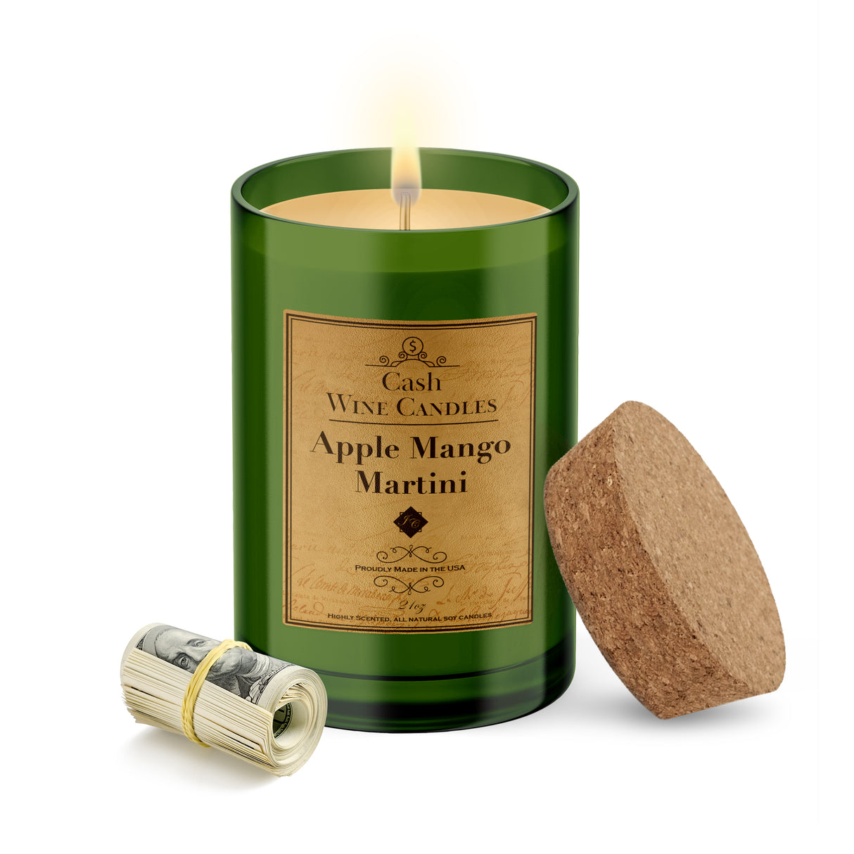 Apple Mango Martini Wine Bottle Cash Candle