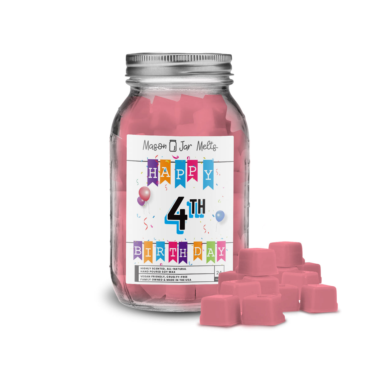 Happy 4th Birthday Mason Jar Melts