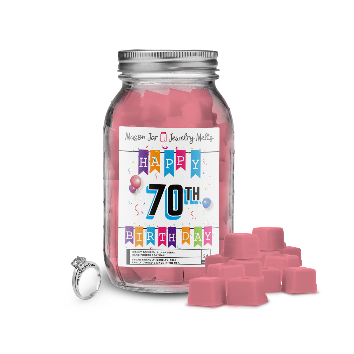 Happy 70th Birthday Mason Jar Jewelry Melts