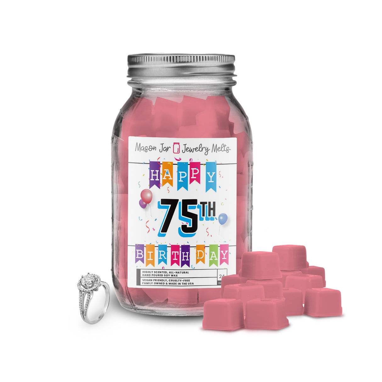 Happy 75th Birthday Mason Jar Jewelry Melts