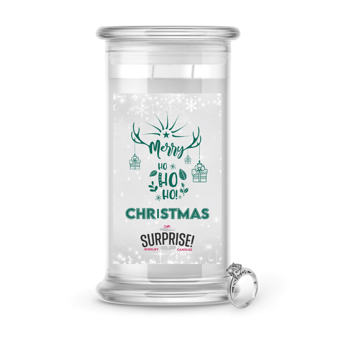 MERRY HO HO HO CHRISTMAS MERRY CHRISTMAS JEWELRY CANDLE