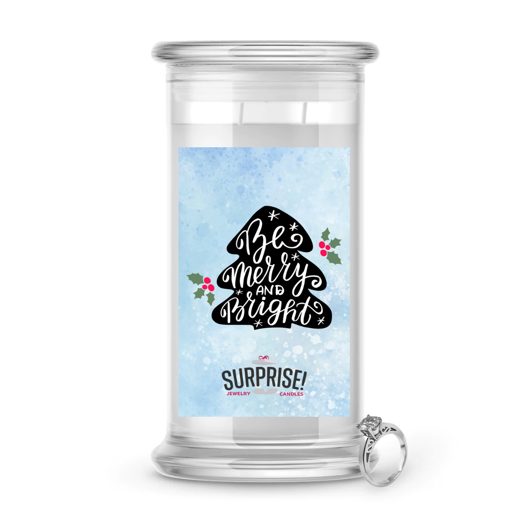 BE MERRY AND BRIGHT MERRY CHRISTMAS JEWELRY CANDLE