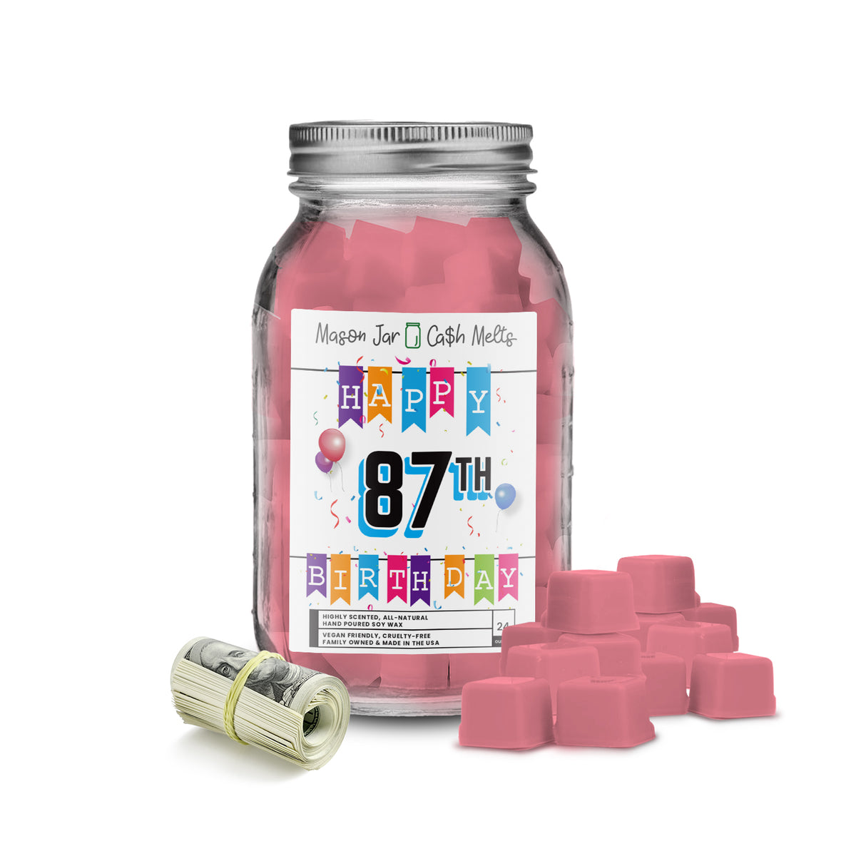 Happy 87th Birthday Mason Jar Cash Melts