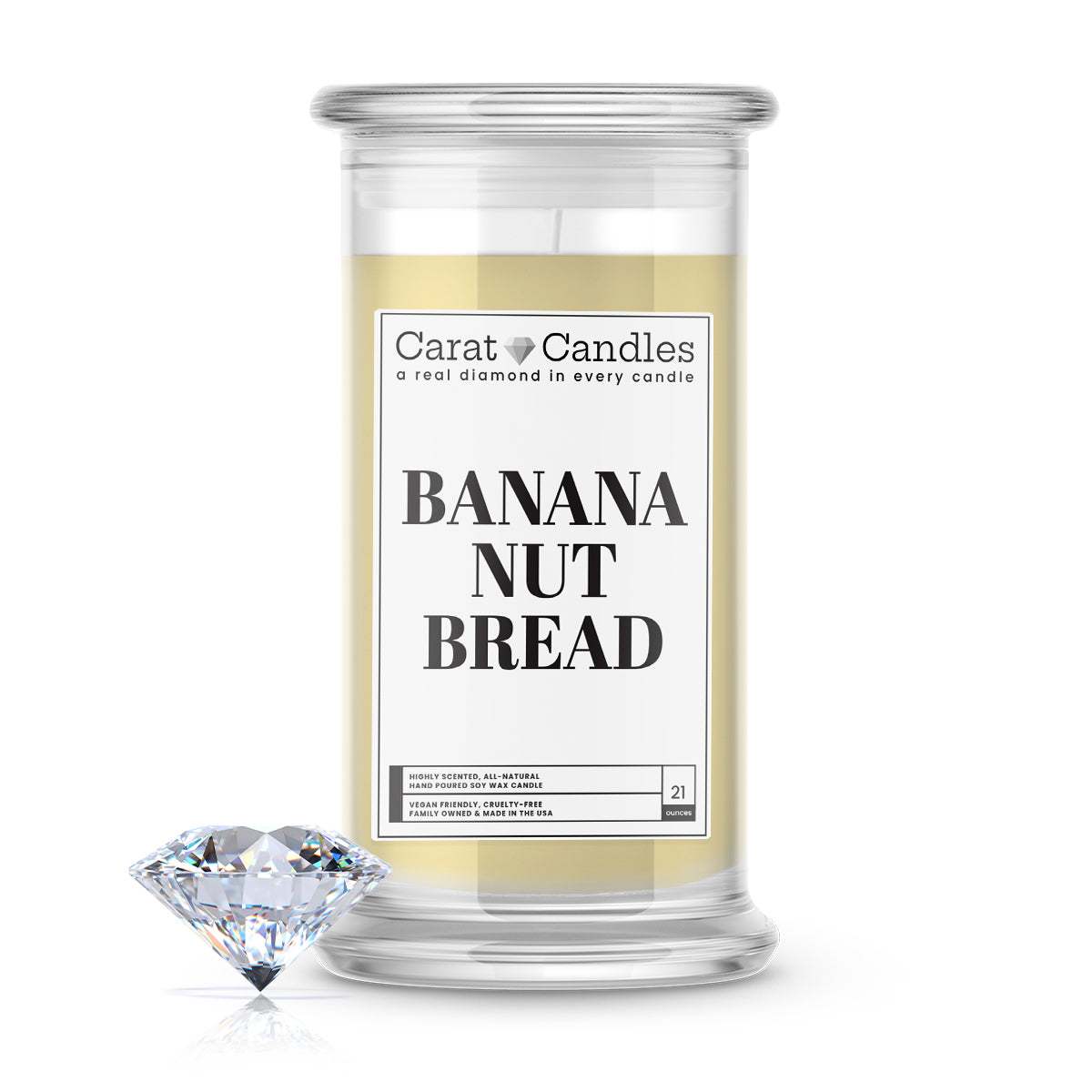 Banana Nut Bread Diamond Carat Candle – 21 oz Luxury Diamond Candle