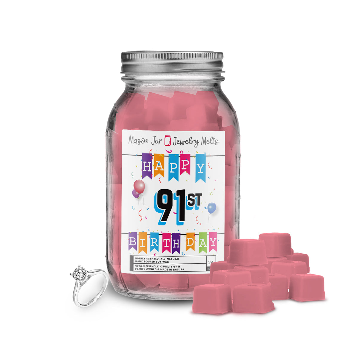 Happy 91st Birthday Mason Jar Jewelry Melts