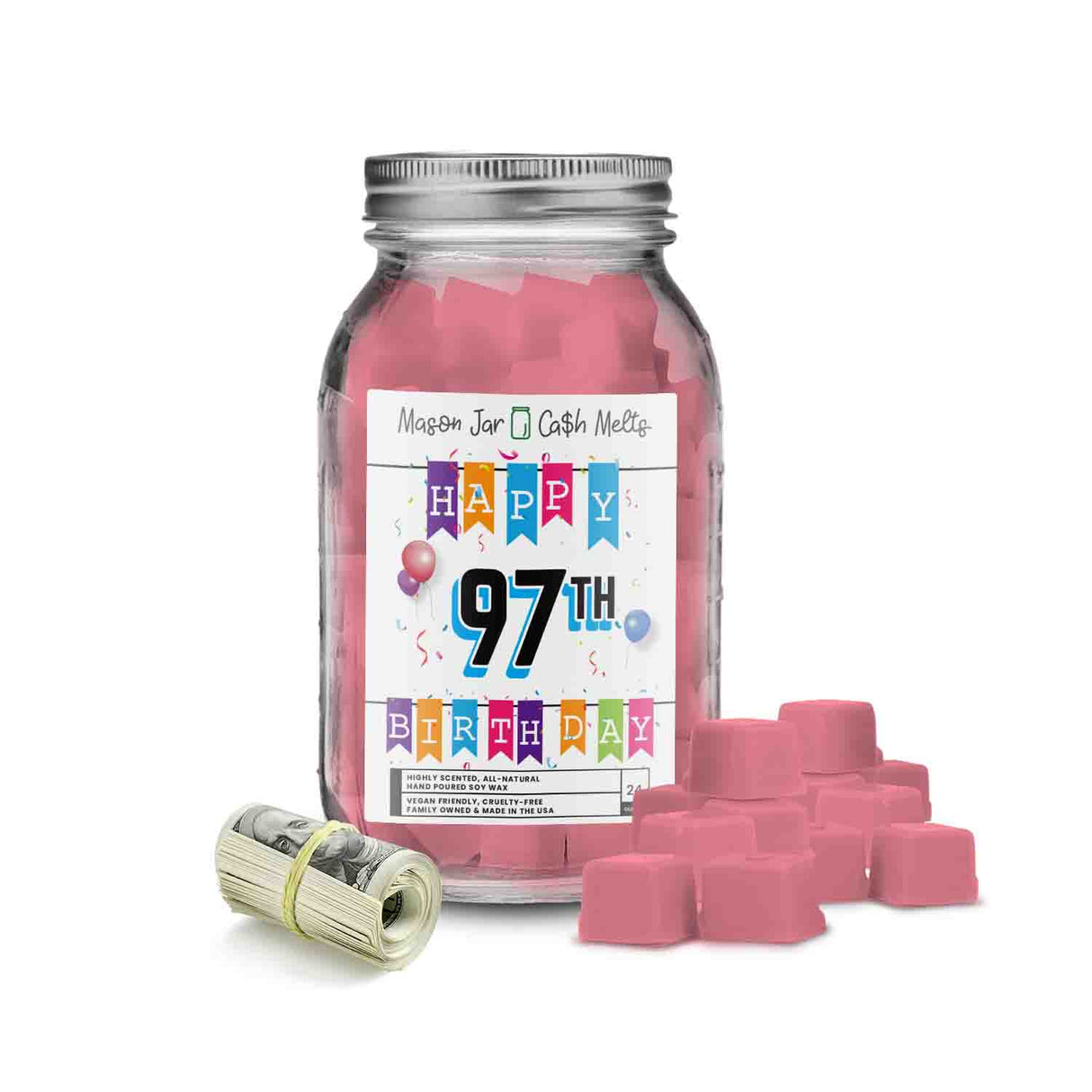 Happy 97th Birthday Mason Jar Cash Melts