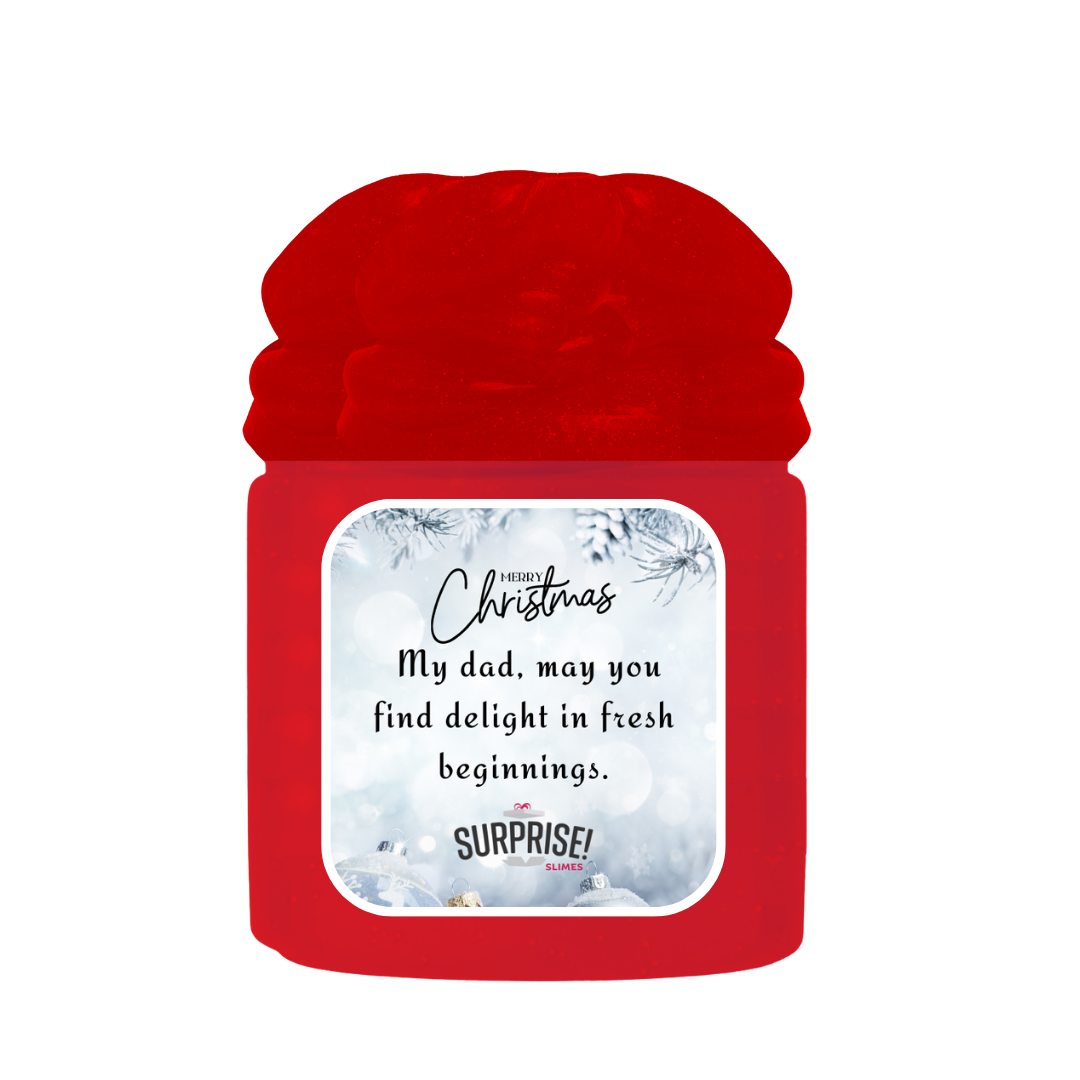 MY DAD, MAY YOU FIND DELIGHT IN FRESH BEGINNINGS. MERRY CHRISTMAS SLIME