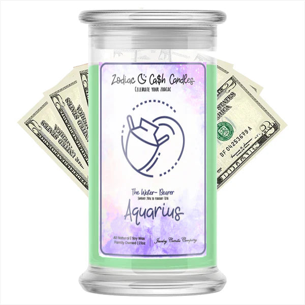 Aquarius Zodiac Cash Money Candle