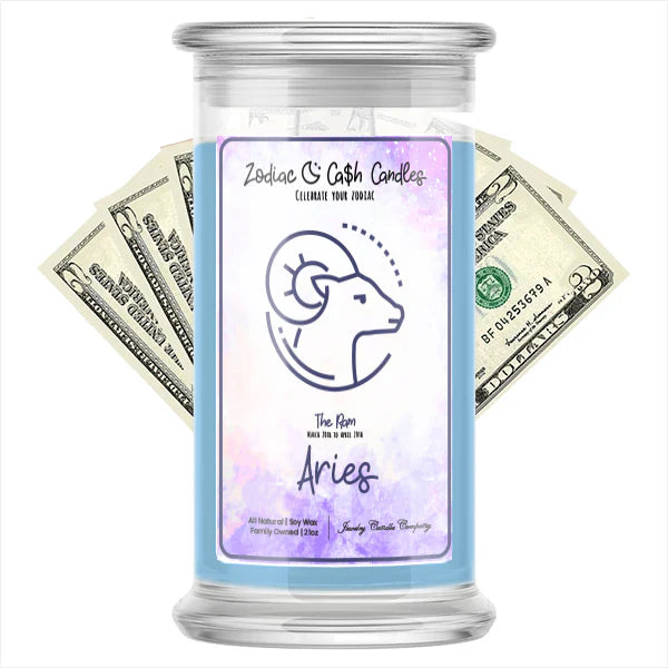 Aries Zodiac Cash Money Candle
