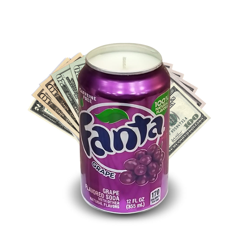 Grape Fanta Soda Pop Cash Candle - REAL MONEY INSIDE EVERY SODA CASH CANDLE